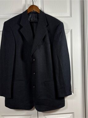 Bernhard Altmann Couture 42L 100% Lambswool Blue Black Flecked Sport Coat Blazer